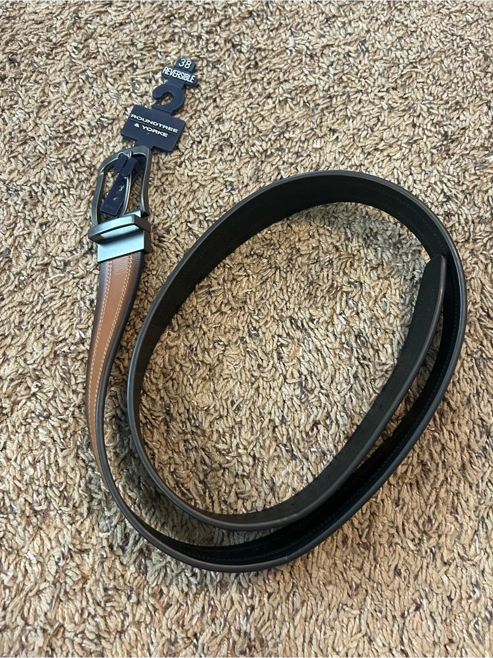 Roundtree & Yorke Reversible Brown and Black Leather Belt